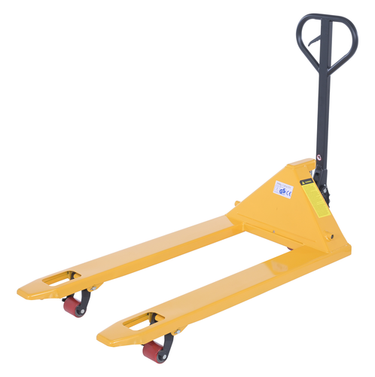 Steel Economy Pallet Truck Hand and Foot Release 62 In. x 29 In. x 48 In. 4,400 Lb. Capacity Yellow